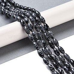 天然石スノーフレークオブシディアンビーズ連売り  オーバル  12x6mm  穴：0.9mm  約33~34個/連  15.55''~15.94''（39.5~40.5センチメートル）&nbsp;G-K362-I16-06