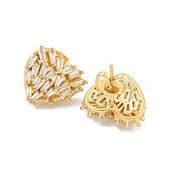 Brass Pave Clear Cubic Zirconia Stud Earrings&nbsp;EJEW-M258-39G