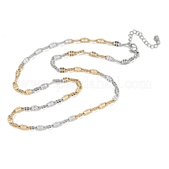 4MM Two Tone 304 Stainless Steel Dapped Chain Necklaces&nbsp;NJEW-D328-03GP-01