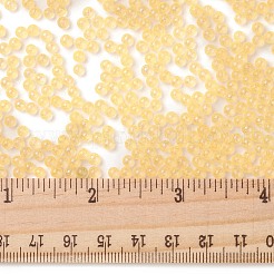 蓄光透明ガラスシードラウンドビーズ  穴なし/ドリルなし  グレードA  ゴールド  3~3.5mm  約7500個/袋&nbsp;GLAA-F124-D10-B