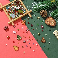DIY クリスマステーマ ガラス & CCB プラスチックビーズ ジュエリー作り ファインディングキット  ミックスカラー  3~16x3~15x3~8mm  穴：0.6~1.6mm&nbsp;DIY-YW0010-11