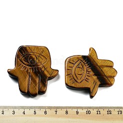 天然石タイガーアイカボション  宗教的なハムサの手と目の模様の彫刻  50.5x50.5x8mm&nbsp;G-G119-02A