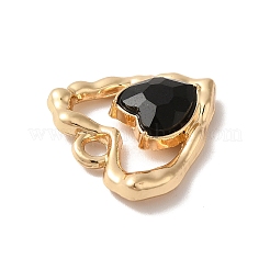 ラックメッキ合金パンツ  ガラスと  ニッケルフリー  ハートチャーム  ゴールドカラー  ブラック  19x19x5mm  穴：2.3mm&nbsp;PALLOY-Q443-04G-03