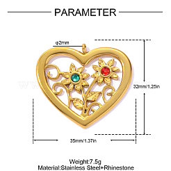 304 Stainless Steel Rhinestone Pendants&nbsp;STAS-OY016-56G