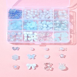 ミックスシェイプ＆ミックススタイルのアクリルビーズファインディングキット  ライトスカイブルー  7.5~20x7~20x4~8.5mm  穴：1.5~2mm&nbsp;DIY-FS0007-09A