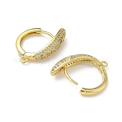 Brass Micro Pave Clear Cubic Zirconia Oval Hoop Earring Findings&nbsp;KK-G536-03G