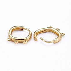 真鍮製のハギーフープピアス  水平ループ付き  長持ちメッキ  18KGP本金メッキ  15x15x2.5mm  穴：0.9mm  ピン：0.8mm&nbsp;KK-H741-04G