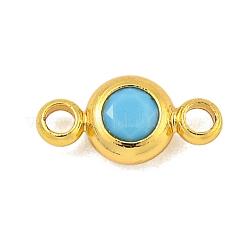 Rack Plating Brass Pave Cubic Zirconia Flat Round Links Connector Charms&nbsp;KK-P277-56A