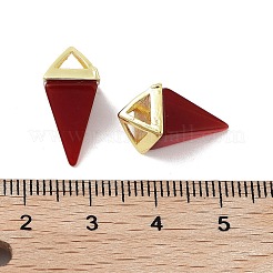 ガラスチャーム  真鍮パーツ  三角形  ファイヤーブリック  18.5mm&nbsp;G-A222-02G-10