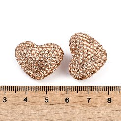 ハート型ポリマー粘土ラインストーンビーズ  DIY携帯チャーム  ペンとジュエリー作り用品  lt.col.topaz  18.5x24x13mm  穴：1.6mm&nbsp;CLAY-NH0002-02F
