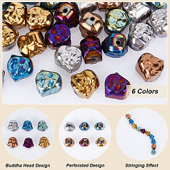 60Pcs 6 Colors Electroplate Non-magnetic Synthetic Hematite Beads&nbsp;G-PH0001-93