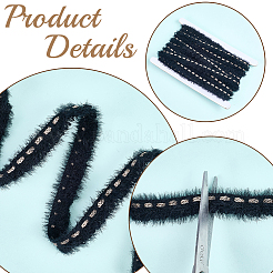 9ヤードのポリエステルパールリボン  刺繍アップリケ  DIYコスチューム縫製クラフト用  ブラック  5/8インチ（15mm）&nbsp;OCOR-CY0002-59B
