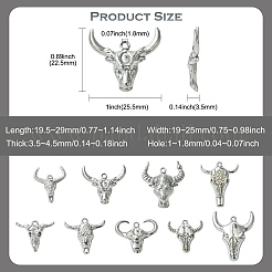 9個9スタイル304ステンレススチールペンダント  牛のチャーム  ステンレス鋼色  19.5~29x19~25x3.5~4.5mm  穴：1~1.8mm  1個/スタイル&nbsp;STAS-CJ0003-47