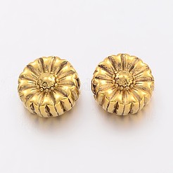 チベット風合金フラワービーズ  カドミウムフリー＆ニッケルフリー＆鉛フリー  アンティーク黄金  11x5mm  穴：2mm&nbsp;TIBEP-GC190-AG-NR
