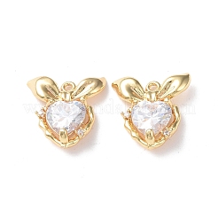 Brass Micro Pave Cubic Zirconia Pendants&nbsp;KK-I702-41G
