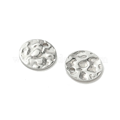 304ステンレススチールチャーム  テクスチャ  フラットラウンドのチャーム  ステンレス鋼色  10x1mm  穴：1.4mm&nbsp;STAS-F293-26P