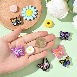 10 個 10 スタイルのシリコン焦点ビーズ  蝶＆花  ミスティローズ  20~40x20~40x7.5~9.5mm  穴：2mm  1個/スタイル&nbsp;SIL-YW0002-07