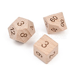 天然木の多面体サイコロセット  卓上ゲーム用サイコロ  バリーウッド  16~29x16~29x16~29mm  約7個/セット&nbsp;WOOD-A027-01A