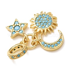 Brass Micro Pave Cubic Zirconia Dangle Charms&nbsp;CU-CBA0A9C-05G