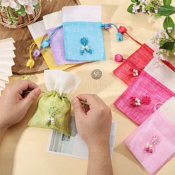 7Pcs 7 Colors 3D Floral Embroidery Cloth Drawstring Bags&nbsp;ABAG-PH0001-93