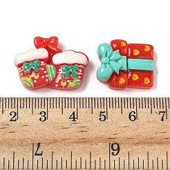 ベル、ストッキング、ギフトボックス、クリスマステーマ、不透明樹脂カボション  混合図形  ミックスカラー  18.5~27x16~25.5x7~8.5mm&nbsp;RESI-B037-05