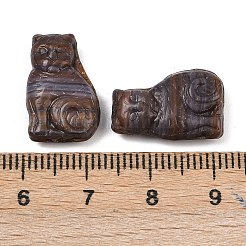 チェコ産プレスガラスビーズ  猫  サドルブラウン  18x12.5x5.5mm  穴：1mm  約78個/袋&nbsp;GLAA-I061-02E