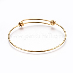 304ステンレススチールバングル  ゴールドカラー  2-1/2インチ（6.5cm）&nbsp;BJEW-F357-01G