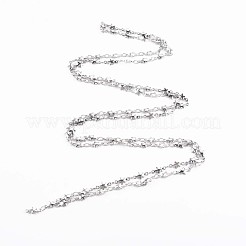 変色しない201ステンレススチールのスター＆オーバルリンクチェーン  ハンダ付け  ステンレス鋼色  10x5x2mm  約3.28フィート（1m）/連&nbsp;STAS-N092-107