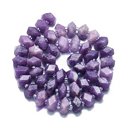 天然レピドライト/パープルマイカストーンビーズ連売り  シードビーズで  菱形  12~14x9~11x5~7mm  穴：1mm  約46個/連  15.75''（40センチメートル）&nbsp;G-K245-G02-04