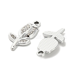 合金クリスタルペンダント  ラインストーン付き  花のチャーム  プラチナ  23.5x12x3mm  穴：1.8mm&nbsp;FIND-I043-03P