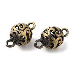 Rack Plating Hollow Brass Round Ball Lins Connector Charms&nbsp;KK-P276-04BAB