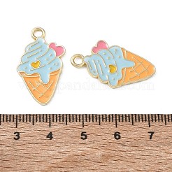 合金エナメルチャーム  食べ物のチャーム  ゴールドカラー  アイスクリームのチャーム  27x16x1mm  穴：2.5mm&nbsp;AL-CBA4666-02G