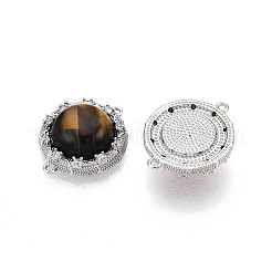 Natural Tiger Eye Connector Charms&nbsp;KK-N258-12P