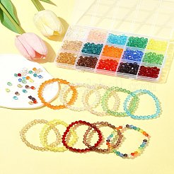 15連売り15色透明ガラスビーズ連売り  多面カット  双円錐形  ミックスカラー  6x6mm  穴：1mm&nbsp;EGLA-FS0001-46