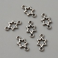 チベットスタイルの合金コネクタチャーム  中空のスターリンク  アンティークシルバー  10x5.5x1mm  穴：0.9mm&nbsp;FIND-CJC0012-079