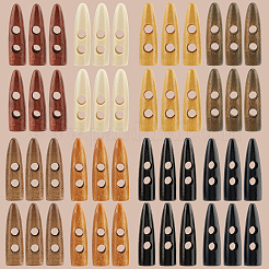 64色8穴木製ボタン2個  ミックスカラー  45x13x12.5mm  穴：6.5mm  8個/カラー&nbsp;WOOD-GF0002-35B