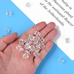 透明なアクリルビーズ  多面カット  キューブ  透明  10x11x11mm  穴：2mm  約670個/500g&nbsp;MACR-S373-132-B01