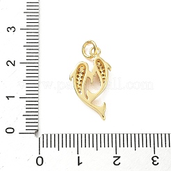 真鍮製マイクロパヴェキュービックジルコニアペンダント  ゴールドカラー  丸カン付き  魚  20.5x11.5x3.5mm  穴：3.5mm&nbsp;KK-I381-07G-01