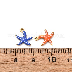 304ステンレススチールエナメルチャーム  海洋動物  ゴールドカラー  ヒトデ  10.5x10x1.5mm  穴：1mm&nbsp;STAS-Q363-14I-G