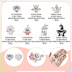 14Pcs 7 Styles Halloween Theme Rack Plating Luminous Alloy Enamel Pendants&nbsp;ENAM-FS0002-10P