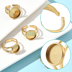 6Pcs 3 Styles 304 Stainless Steel Cuff Ring Settings&nbsp;STAS-BBC0008-14G