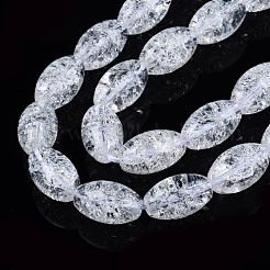 透明クラックルガラスビーズ連売り  オーバル  透明  13x8mm  穴：1.2mm  約30個/連  15.75''（40センチメートル）&nbsp;X-GLAA-S192-B-010A