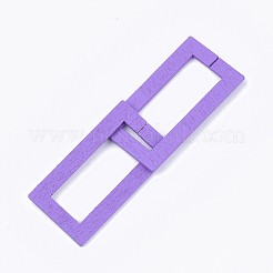 スプレー塗装木製リンクリング  クイックリンクコネクター  長方形  ミディアム蘭  45x24x1.5mm  インナー対策：35x13mm&nbsp;WOOD-T010-15C