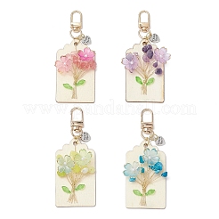 Flower Natural Amethyst & Lemon Jade & Synthetic Turquoise & Cherry Quartz Glass Chip Pendant Decorations&nbsp;HJEW-JM03239