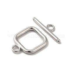 変色しない304ステンレススチールのトグル留め具  正方形  ステンレス鋼色  スクエア：18x13.5x2mm  穴：3mm  バー：19.5x6x2mm  穴：3mm&nbsp;STAS-H212-27P