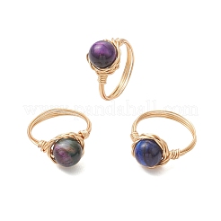 Natural Tiger Eye Finger Rings&nbsp;RJEW-JR00986
