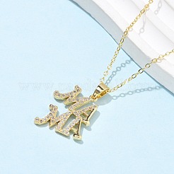 Mother's Day Brass Micro Pave Clear Cubic Zirconia Pendant Necklaces for Women&nbsp;LS-NJEW-Q021-01B-G