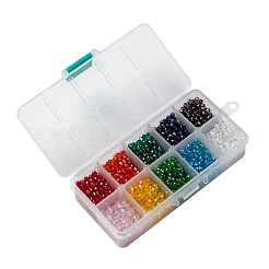 10色の電気メッキガラスビーズ  ABカラーメッキ  多面カット  ロンデル  ミックスカラー  4x3mm  穴：0.4mm  10色  200個/カラー  2000個/箱&nbsp;EGLA-JP0002-01B-4mm