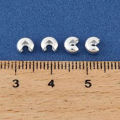真鍮製つぶし玉カバーカシメ玉カバー  鉛フリー＆カドミウムフリー＆ニッケルフリー  フラットラウンド  銀  5.5x3mm  穴：1.6mm&nbsp;KK-H258-04B-S