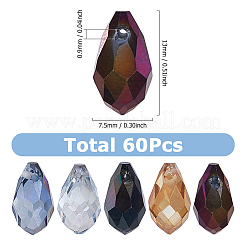 60Pcs Electroplate Glass Beads&nbsp;EGLA-HS0001-06